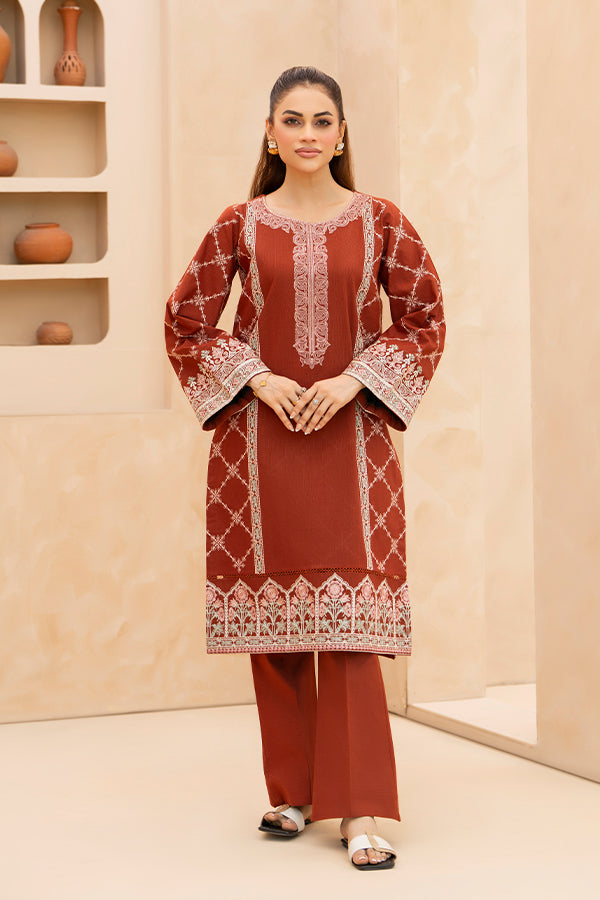 2 Piece Chocolate Brown Khaddar Dress