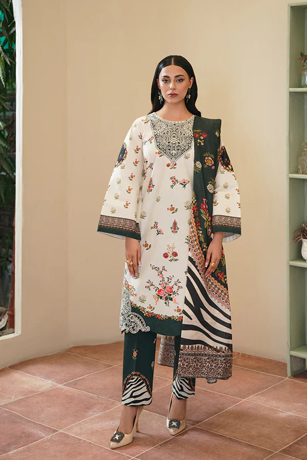 Bahar 3-Piece – Ivory with Blooming Florals & Neno Kara Dupatta