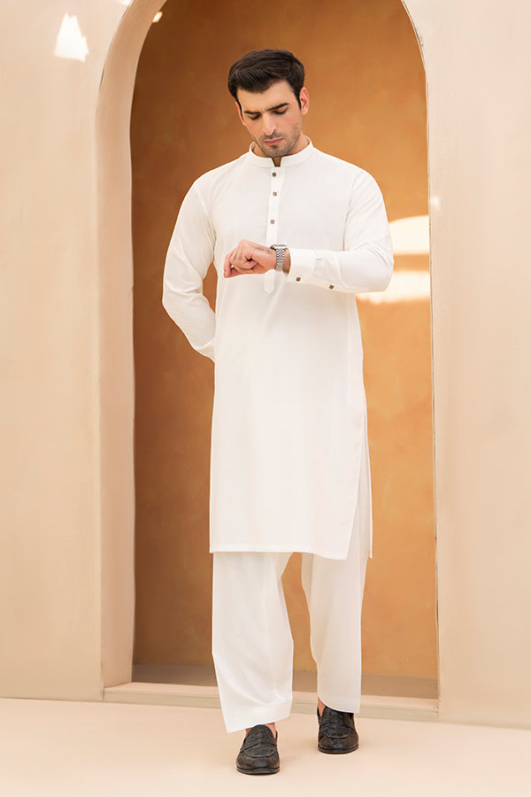 Off White Shalwar Kameez for Men