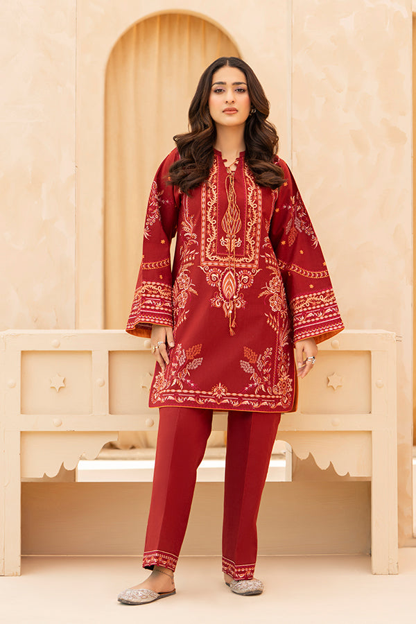 2 Piece Maroon Khaddar Kurta Set