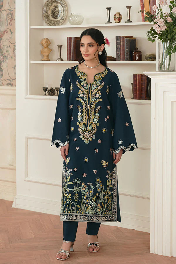 Fasana Blue Lawn Ensemble with Multi Embroidery Details