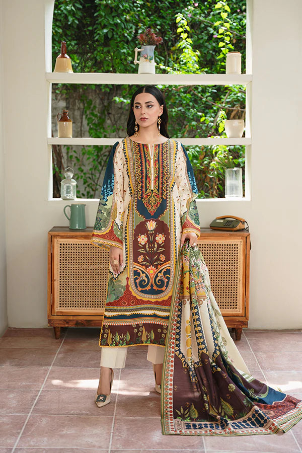 Taj 3-Piece – Skin Tone with Mughal Motifs & Attractive Dupatta