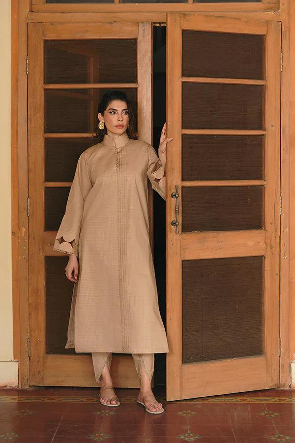 Bare Blush 2-Piece – Gold with Scallop Lace & Tulip Pants