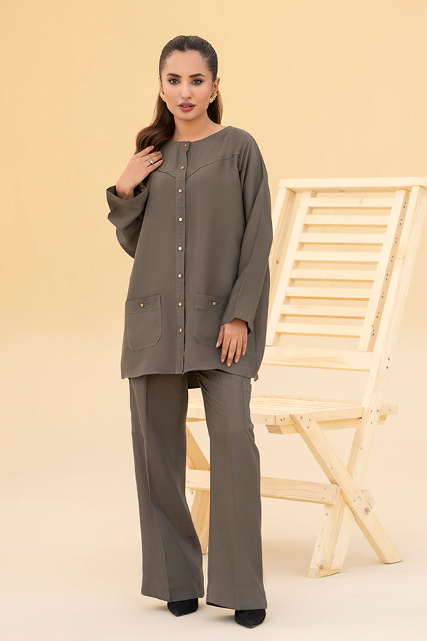 Olive Cotton Silk 2-Piece Set