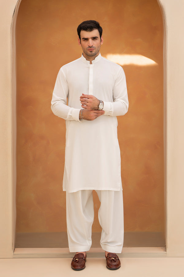 Off White Shalwar Kameez for Men