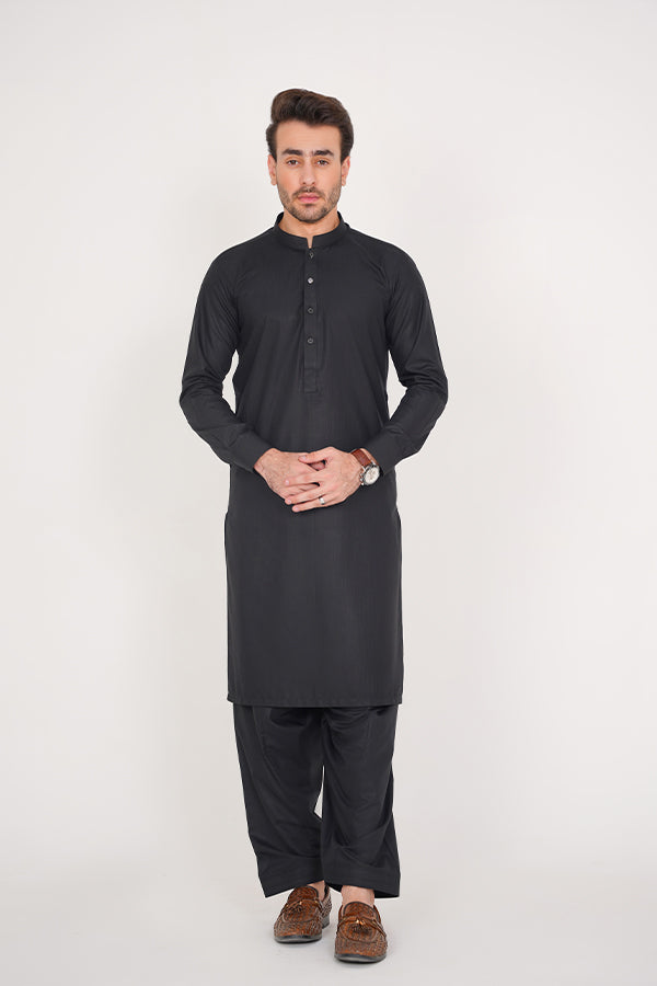 black-stitched-stylish-suit-with-band-collar-and-double-placket